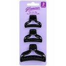 Glamour Hair Clips Black-3pcs