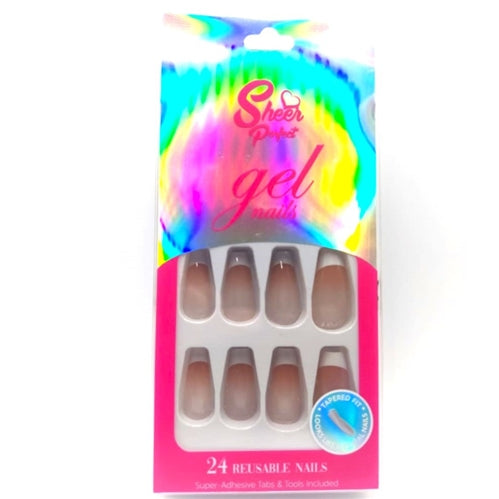 Sheer Perfect Gel Press On Nails - 24 Reuseable Nails