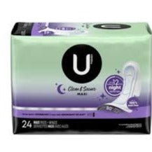 Kotex Clean & Secure Overnight Maxi Pads - Unscented - 24 count