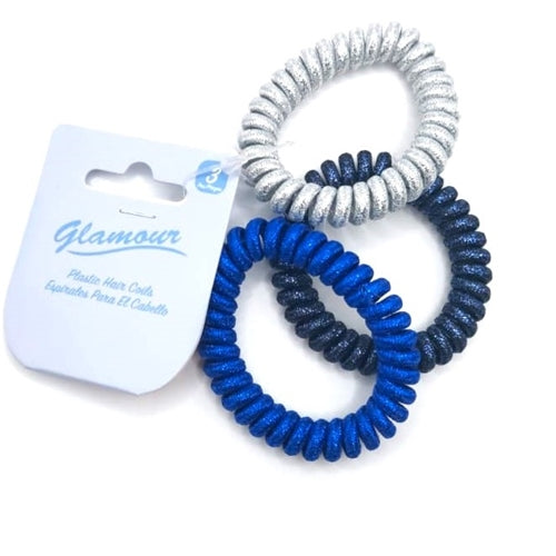 Glamour 3Pc Large Colored Plastic Hair Coils