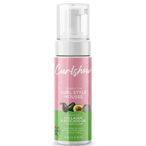 ORS Olive Oil Curlshow Curl Style Mousse Infused with Collagen & Avocado Oil for Strength & Length, Alcohol Free 7oz