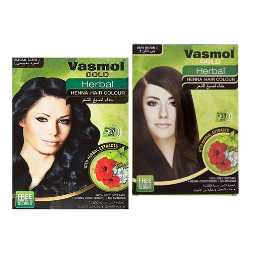 Vasmol Gold Herbal Henna Hair Colour, 100% Grey Coverage