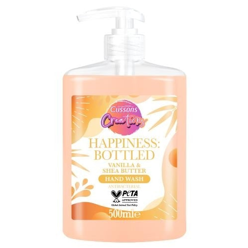 Cussons Creations Happiness Bottled Vanilla & Shea Butter Antibacterial Hand Wash 500ml