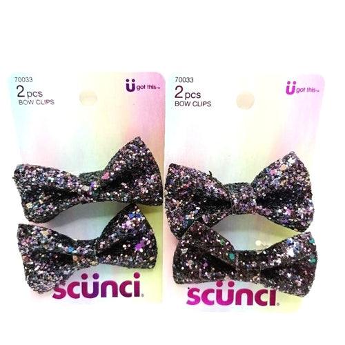 Scunci 2 Pcs Glitter Bow Clips