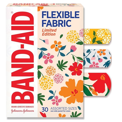 Band-Aid Brand Flexible Fabric Bandages, Wildflower, Assorted, 30 ct