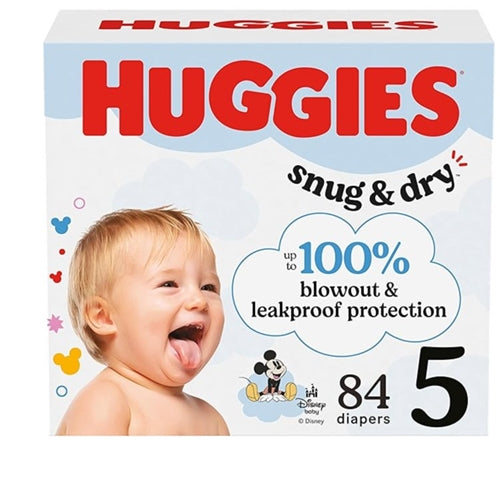 Huggies Size 5 Diapers, Snug & Dry Baby Diapers 84's