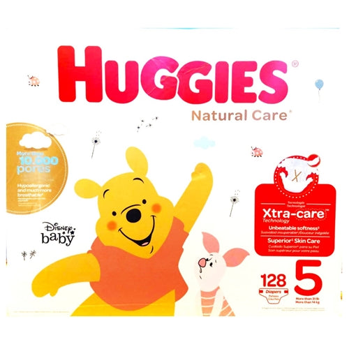 Huggies Natural Care Huge Stage 5 Diapers, Xtra Care Technology 128's