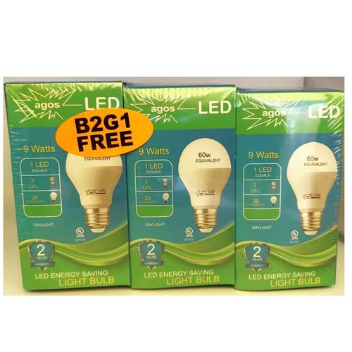 Agos LED Lightening Bulb 9W - BUY 2 GET 1 FREE