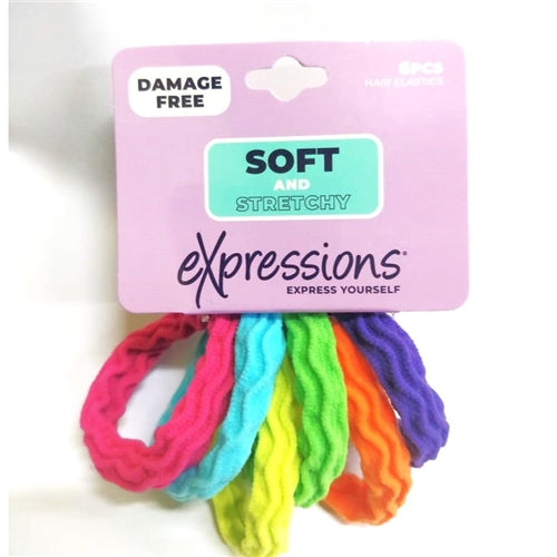 Expressions 6pc Waved Ponytail Holder - Bright Colors