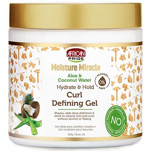 African Pride Moisture Miracle Hydrate & Hold Curl Defining Hair Gel, For Natural Coils & Curls, Hydrates & Controls Frizz, 18 oz