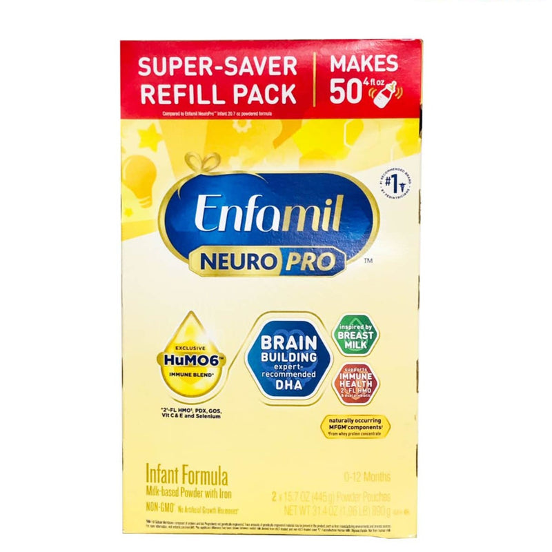 Enfamil NeuroPro Baby Formula, Infant Formula Inspired by Breast Milk, Non-GMO, Refill box, 31.4 Oz