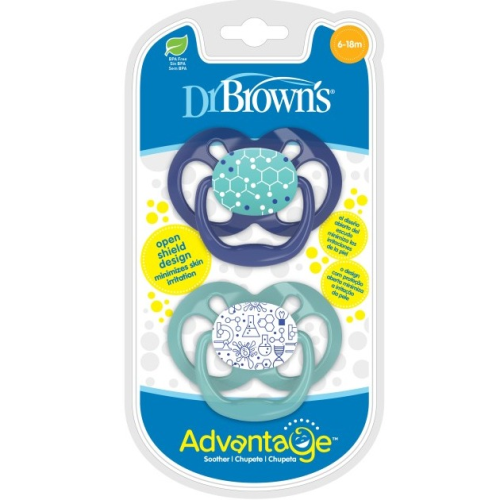 DR BROWN ADVANTAGE PACIFIER 2PK 6-18M