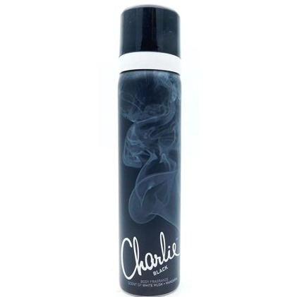 Charlie Black Body Fragrance Scent of White Musk + Mandarin 75 mL.
