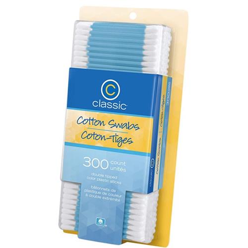 Classic Cotton Swabs Plastic Stick 300 Count