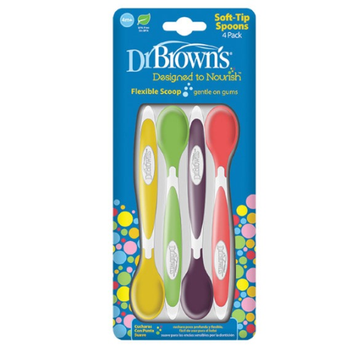 Dr Brown's Soft Tip Spoons Flexible Scoop Feeding Spoons 4m +, 4pcs.