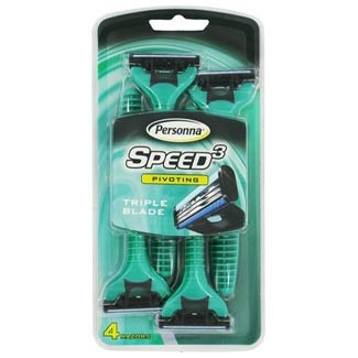 Personna 4 Pack Speed 3 Triple Blade Razor With Vitamin E