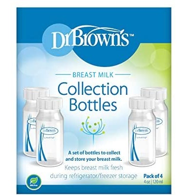 Dr. Brown’s Breastmilk Collection Bottles, 4 oz/120 ml, 4-Pack