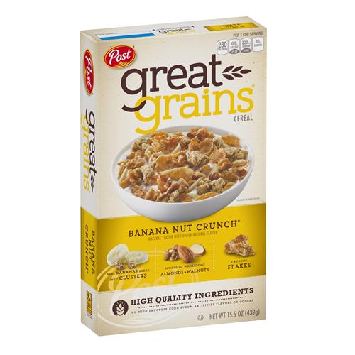 Post Great Grains Cereal, Banana Nut Crunch, 15.5 Oz