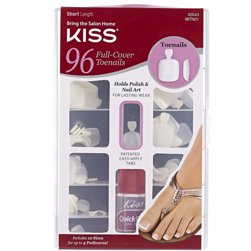 Kiss Salon Results Toenail Kit, Full Cover, Short Length, 96TN01