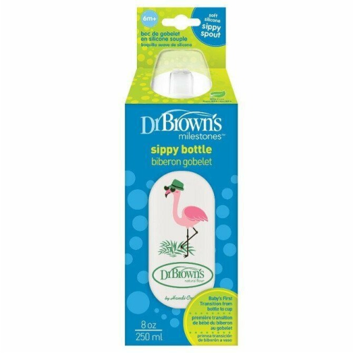 Dr Brown's Options+ Sippy Spout 8oz Baby Bottle - Flamingo