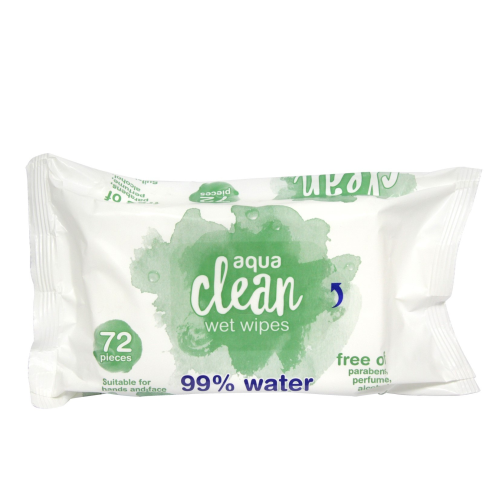 AQUA CLEAN WET WIPES 72 PIECES