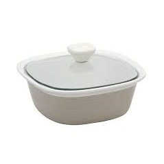 Corningware Sand Square Baker W/Glass Lid