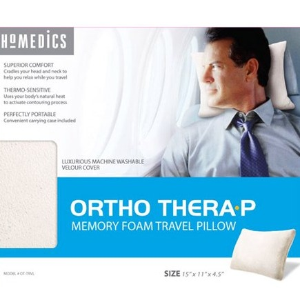 HoMedics OT-TRVL Therapy Memory Foam Travel Pillow with Carry Case