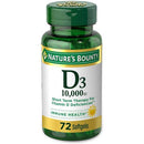 Nature's Bounty Vitamin D3 for Immune Support and Promotes Healthy Bones, 10,000 IU, 72 Count