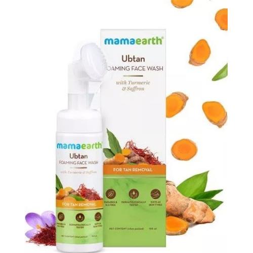 Mamaearth Ubtan Foaming Face Wash with Turmeric and Saffron for Tan Removal – 150ml