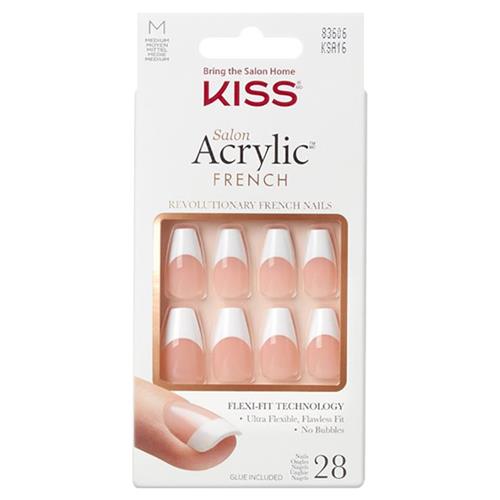 Kiss Salon Acrylic French Nails - Medium Coffin