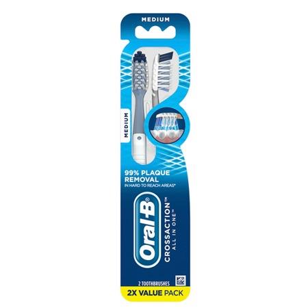Oral-B Cross Action All In One Manual Toothbrush Medium - 2 ct