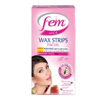 Fem Facial Wax Strips For Sensitive Skin, 20 Strips