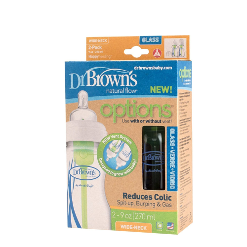 Dr. Brown's Wide Neck Glass Bottles, 2 Count, Glass, 5OZ
