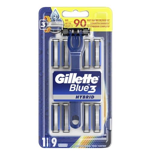 Gillette Blue3 Hybrid Handle + 9 Shaving Refill Blades