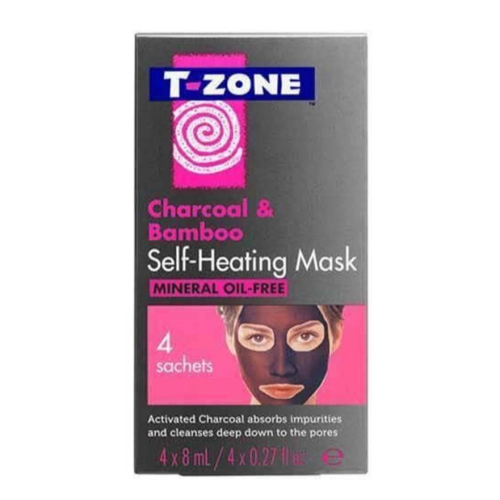 T-ZONE 4-Saches Charcoal And Bamboo Self Heating Mask 8ml