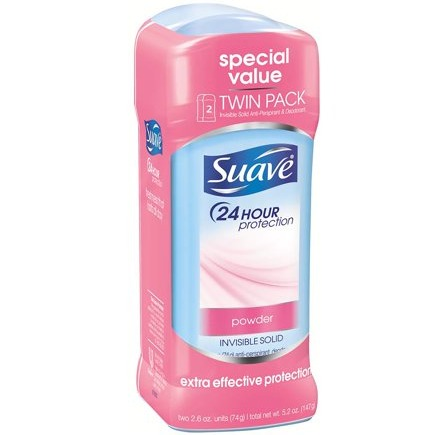 Suave Invisible Solid Anti-Perspirant and Deodorant, Powder, 5.2 Ounce × 2