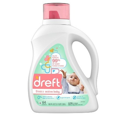 Dreft Stage 2 Active Baby Laundry Detergent 100oz