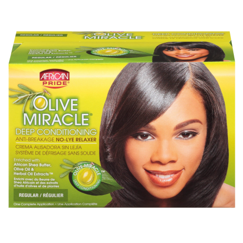 African Pride Olive Miracle Deep Conditioning No-Lye Relaxer Regular, 1 Kit
