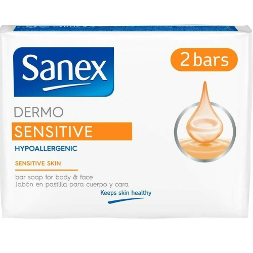 Sanex Dermo Sensitive Hypoallergenic Soap For Face & Body - 2X90g Bars