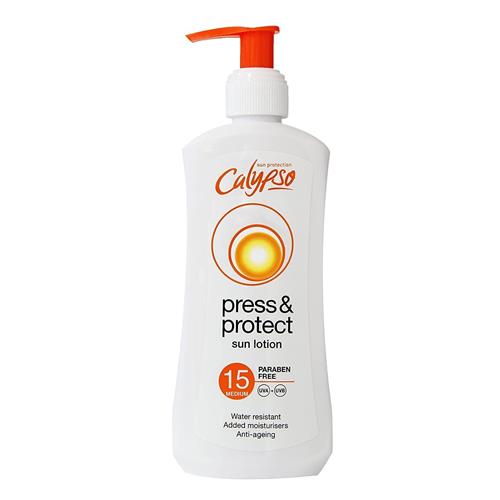 Calypso Press & Protect Sun Lotion SPF15 Medium Water Resistant Skin Care 200ml
