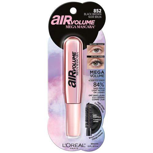 L'Oreal Paris Air Volume Lightweight Mega Volume Washable Mascara Black, Washable Black, 0.3 Fl Oz