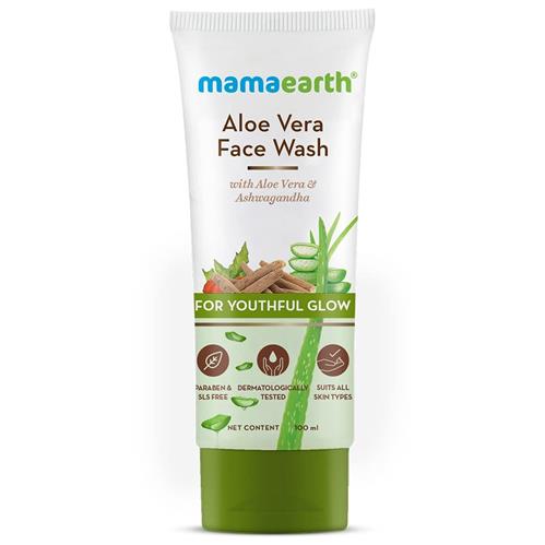 Mamaearth Aloe Vera Face Wash with Aloe Vera & Ashwagandha for a Youthful Glow - 100 ml