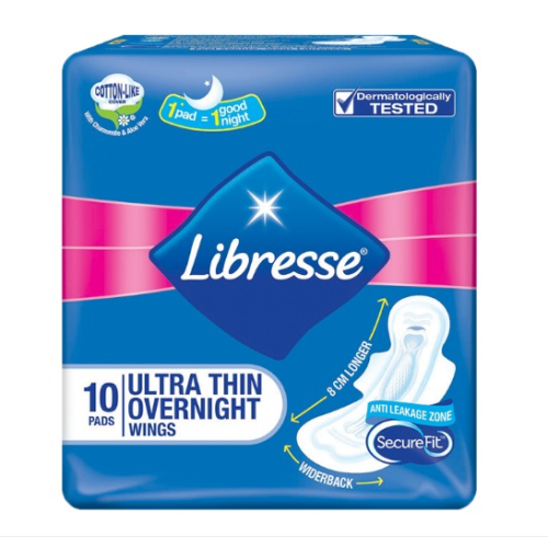 Libresse Pads Long Ultra Thin Overnight 10's