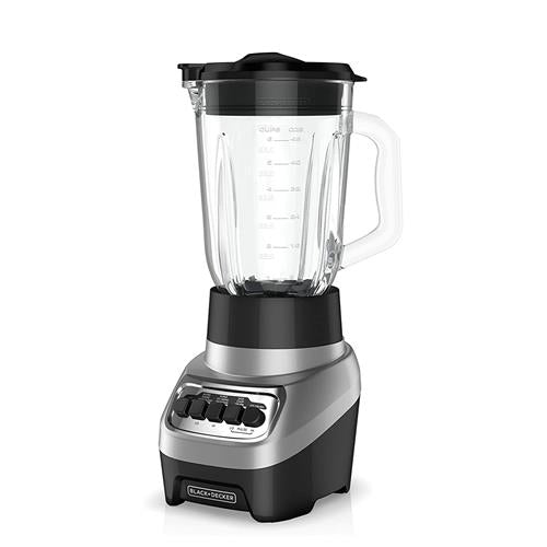 Black + Decker PowerCrush Multi-Function Blender with 6-Cup Glass Jar, 4 Speed Settings, Silver