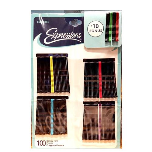 Expressions 100Pc Black & Colored Bobby Pins With Bonus