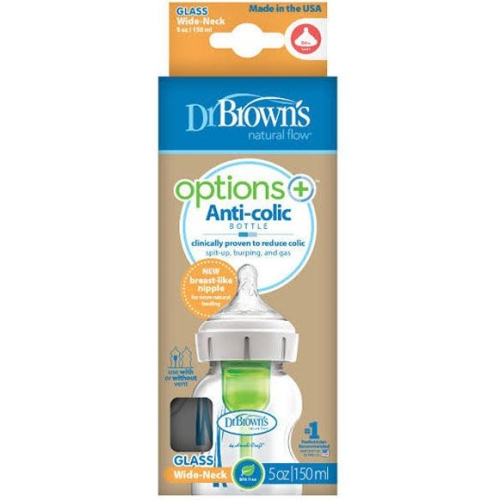 Dr. Brown's Anti-Colic Options+ Wide Neck Glass Baby Bottle - 5oz