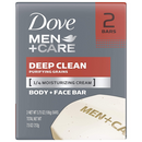 Dove Men + Care Body and Face Bar, Deep Clean 4 oz, 2 Bar