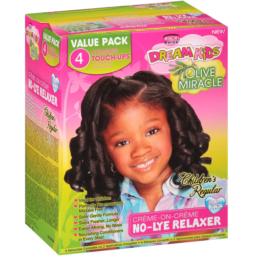 African Pride Dream Kids Olive Miracle (4) Touch-Up Relaxer Kit, Regular