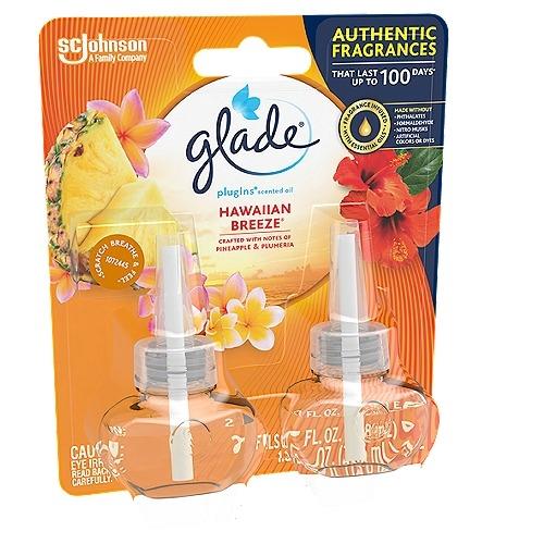 Glade Plug Ins Scented Oil Air Freshener Refill, Hawaiian Breeze, .67 Oz, 2 Count