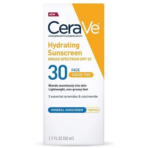 CeraVe Tinted Sunscreen with SPF 30 | Hydrating Mineral Sunscreen With Zinc­ Oxide & Titanium Dioxide | Sheer Tint for Healthy Glow | 1.7 Fluid Ounce